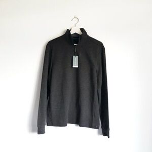 NWT Perry Ellis Charcoal Gray Quarter Zip Pullover Sweater Size Medium